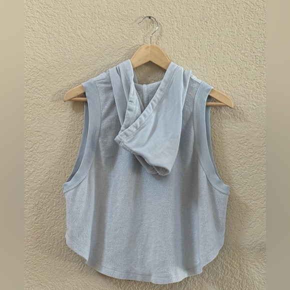 Free People Hoodie Meadowbrook Sleeveless Sweater Top Casual Lounge Blue Small - Picture 4 of 11